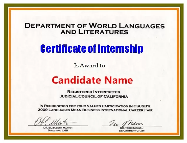 Internship Certificate Template