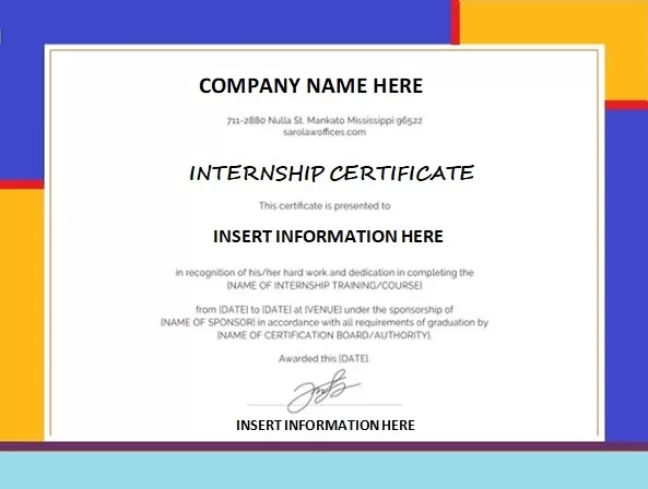 Internship Certificate Template