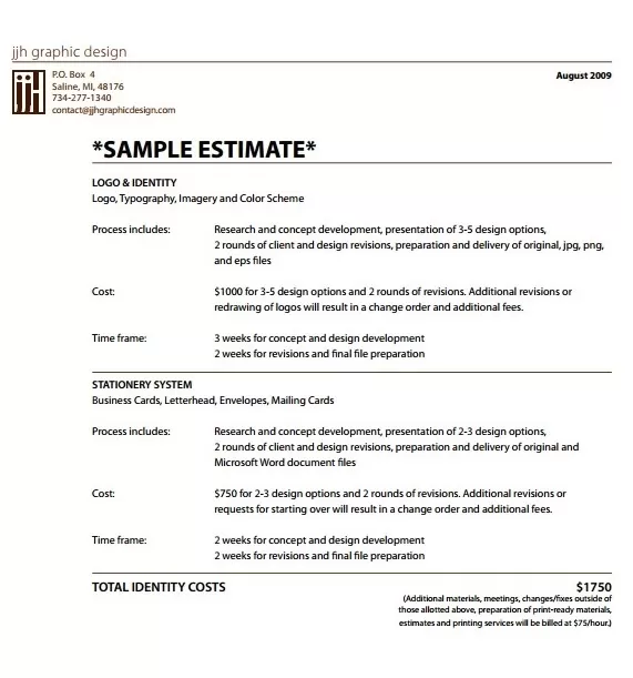 Sample Cost Estimate