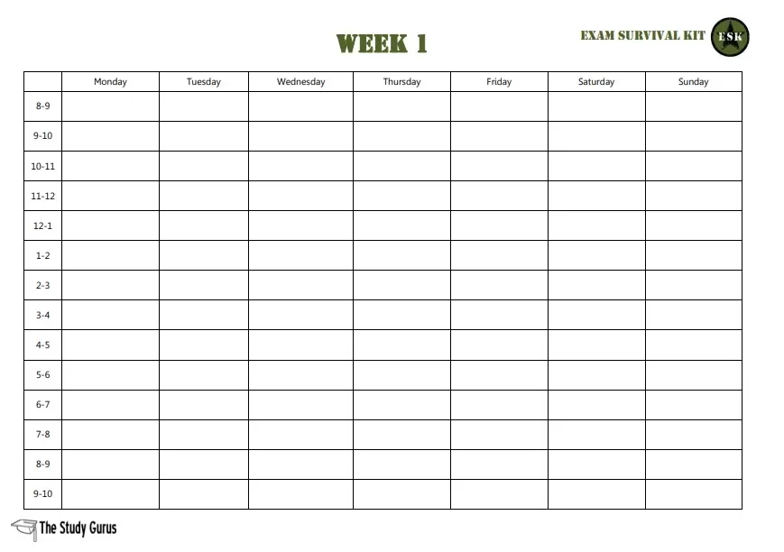 Study Night Plan Template