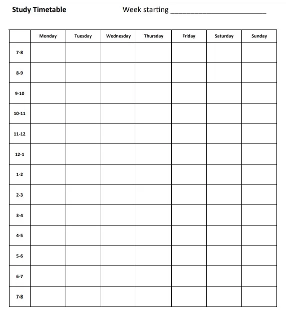 Study Plan Example 