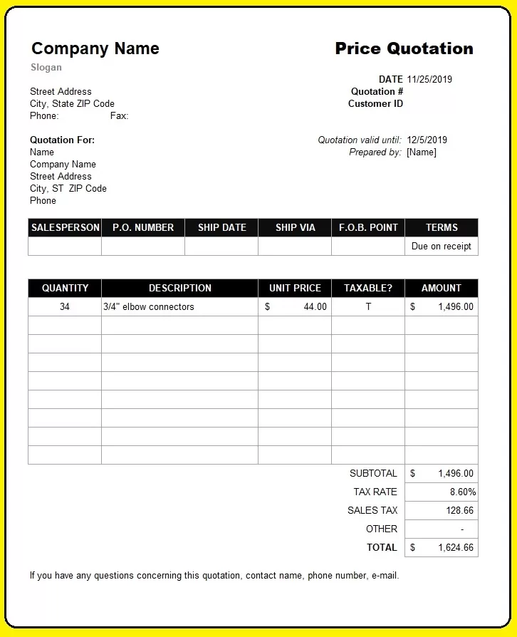 Price Quotation Template