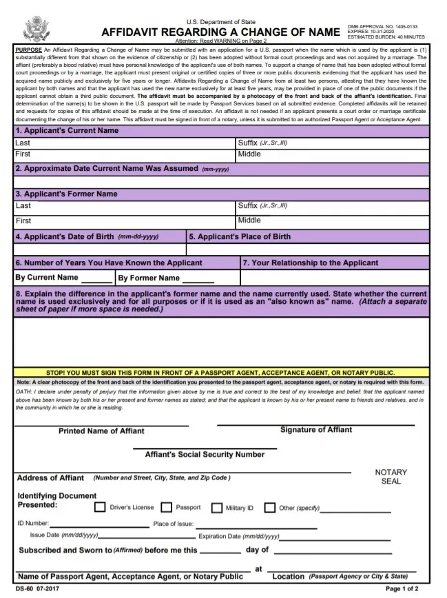 Affidavit Form PDF