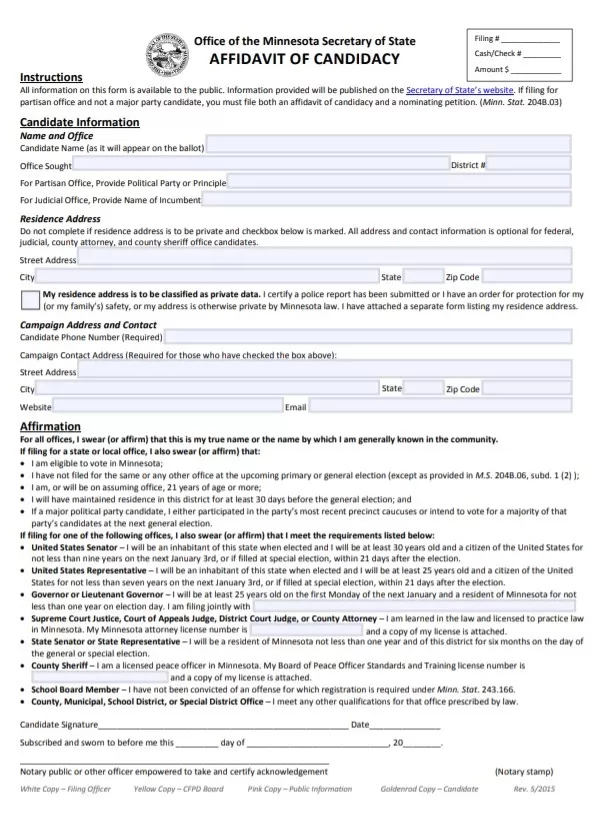 Candidacy Affidavit Form