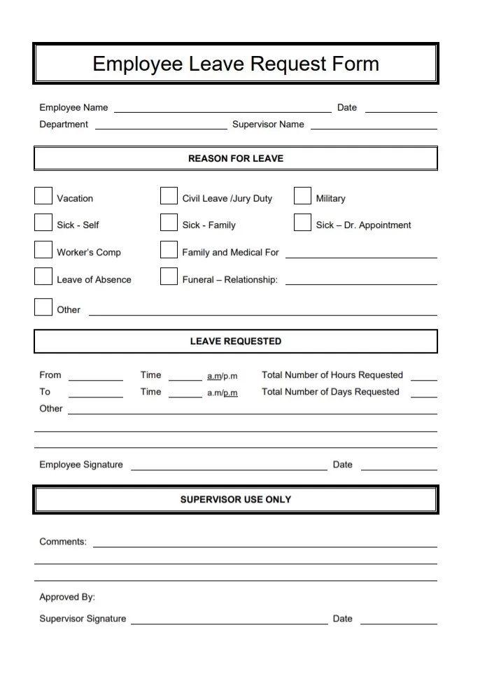 Employee Leave Application Form