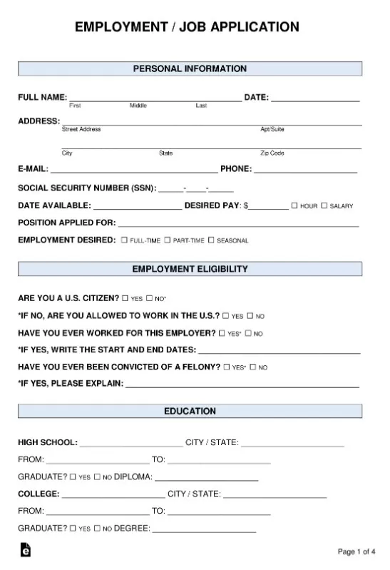 Employment Application Form