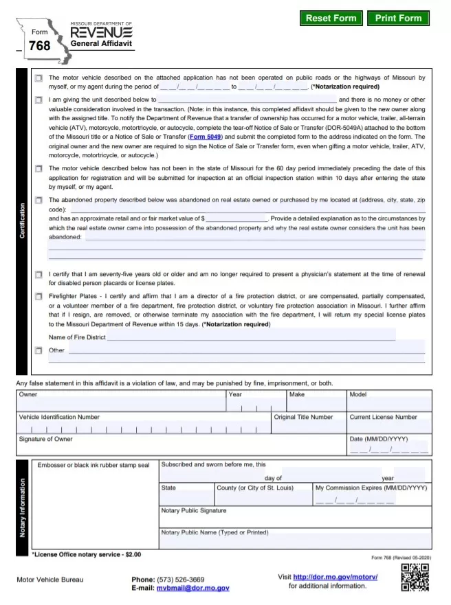 General Affidavit Form