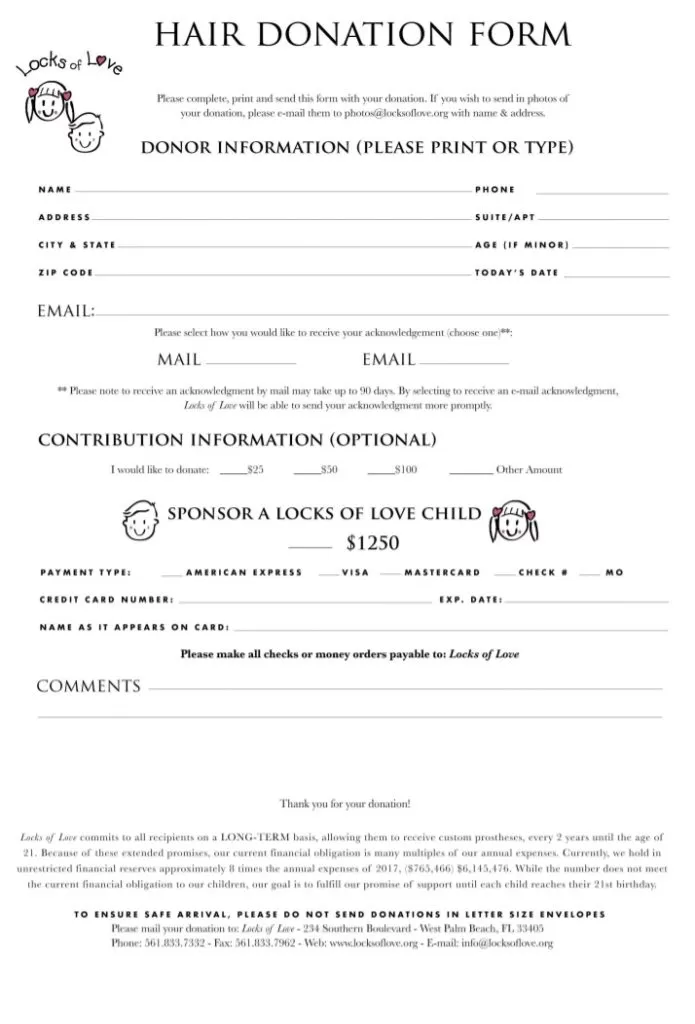 Hair Donation Form