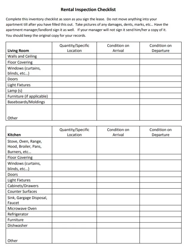 Inspection Checklist Template