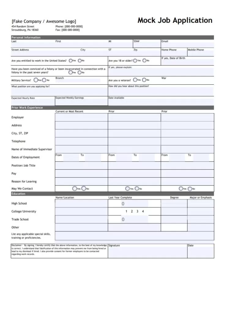 Job Application Template