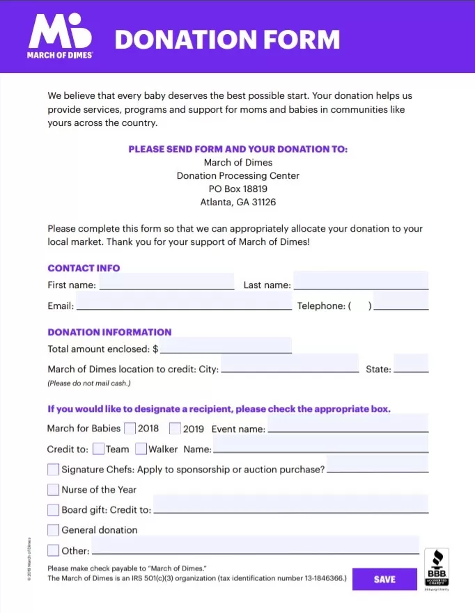 Professional Donation Form