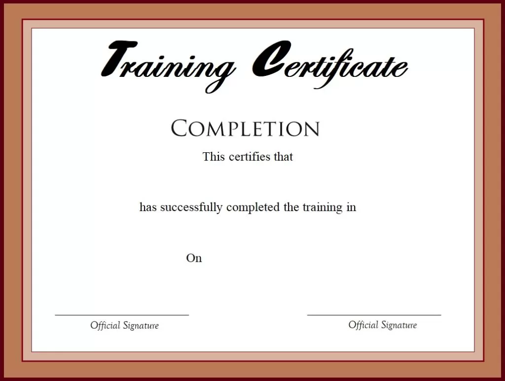 Training Certificate Sample