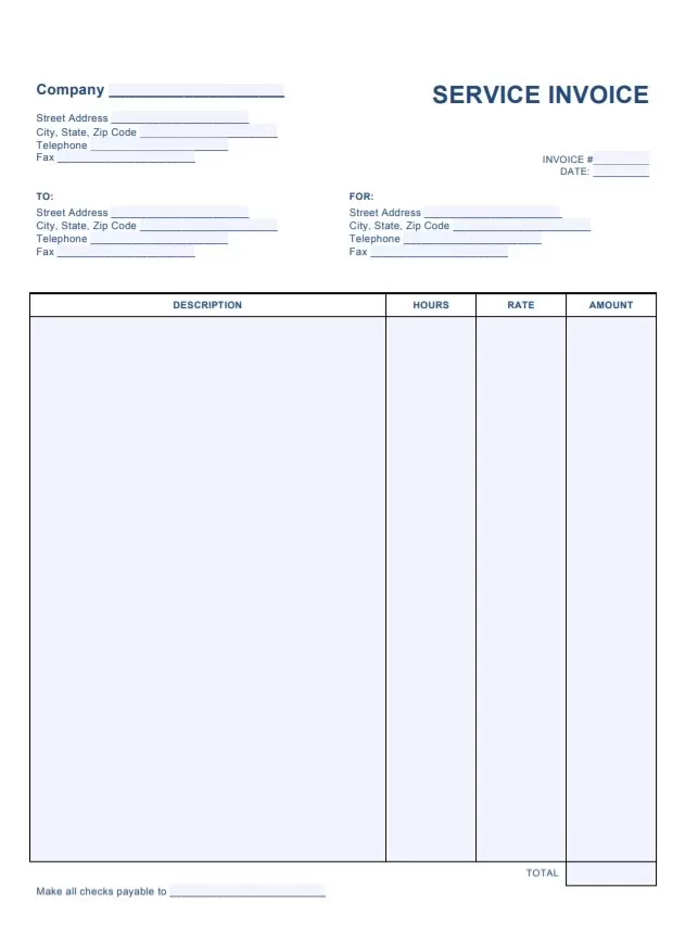 Blank Service Invoice Template