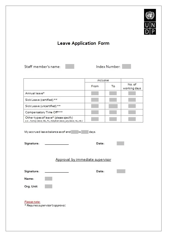 Leave Application Form Word