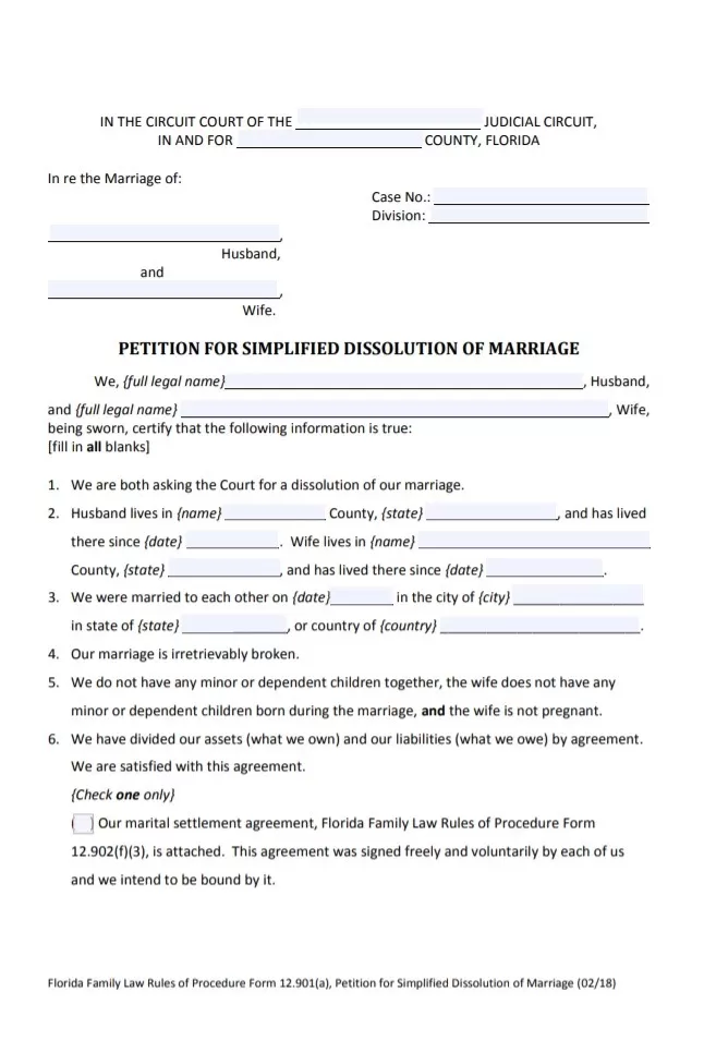 Marriage Dissolution Form