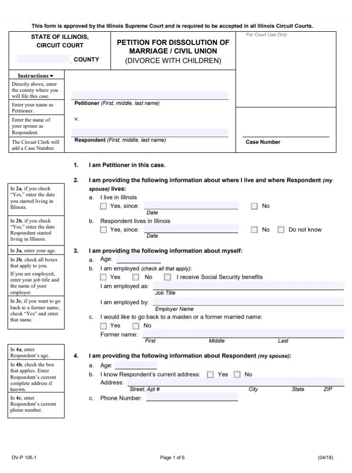 Petition for Divorce Form