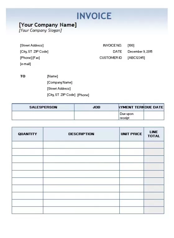 Service Invoice Format