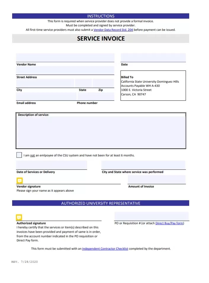 printable Service Invoice Template