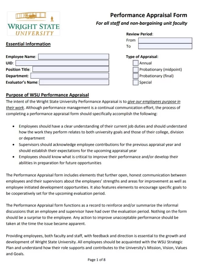 Yearly Performance Appraisal Form