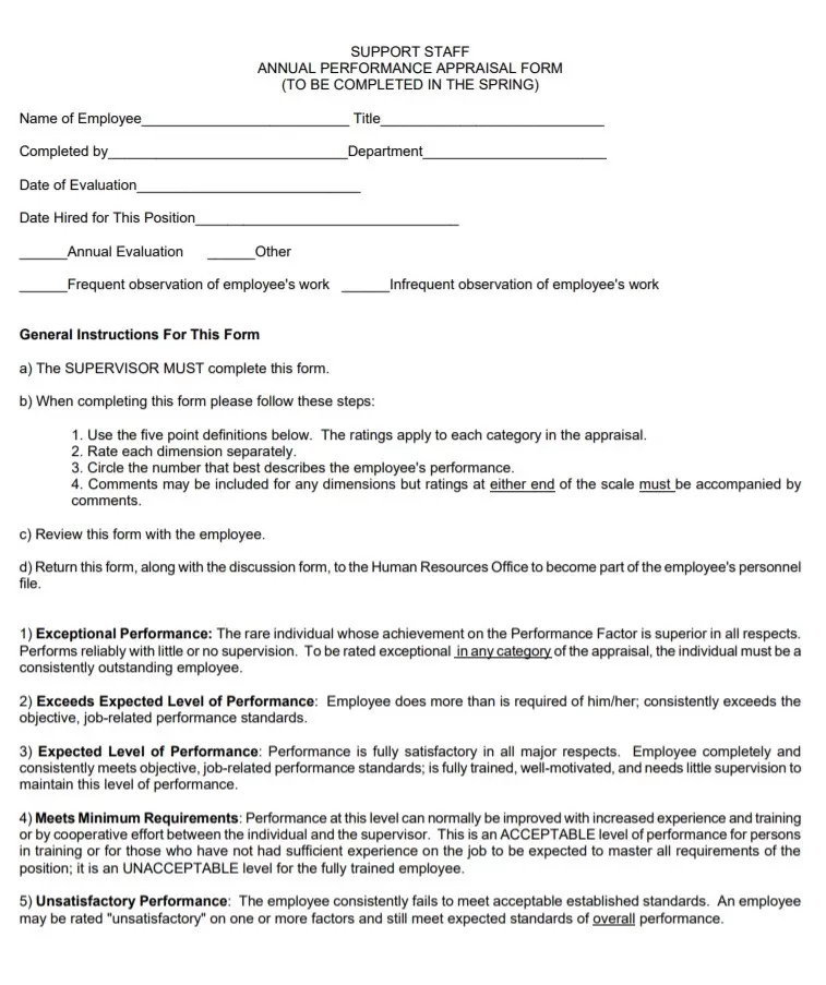 Yearly Staff Appraisal Form