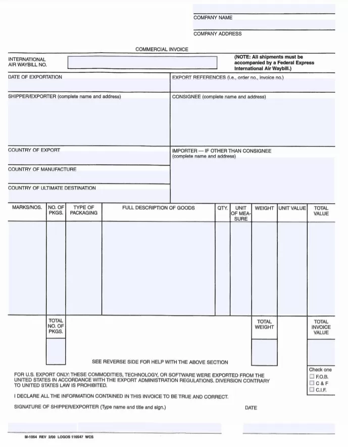 Fedex Shipping Invoice Template