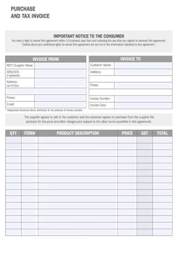 Purchase Invoice Format