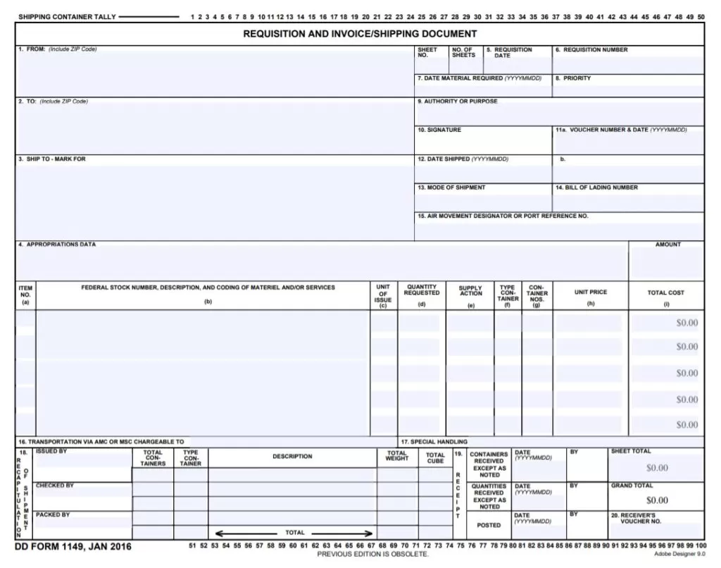 Shipping Document Template