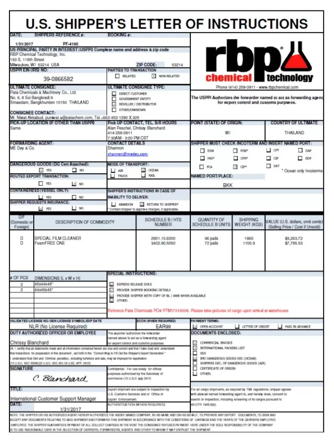 US Shipping Invoice Template