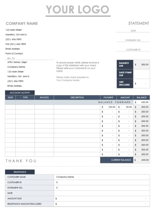 Financial Billing Report Template