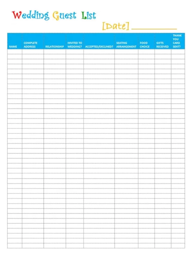 Guest List Design Template