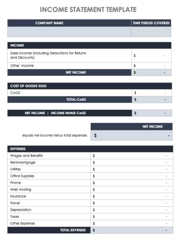 Financial Income Statement Template