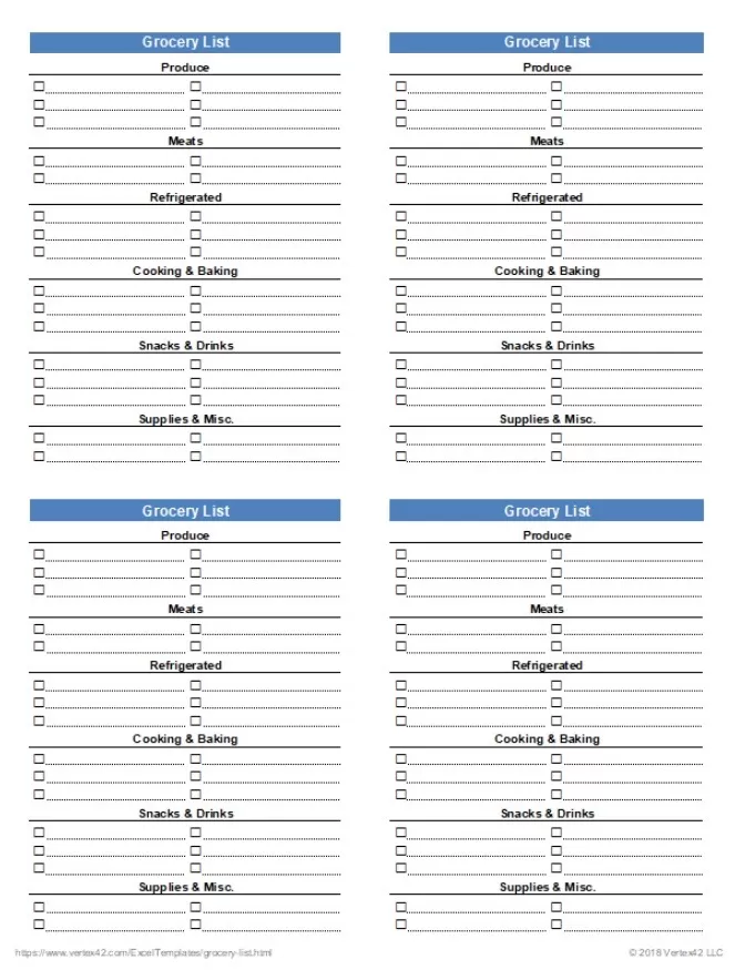 Printable Shopping List Template