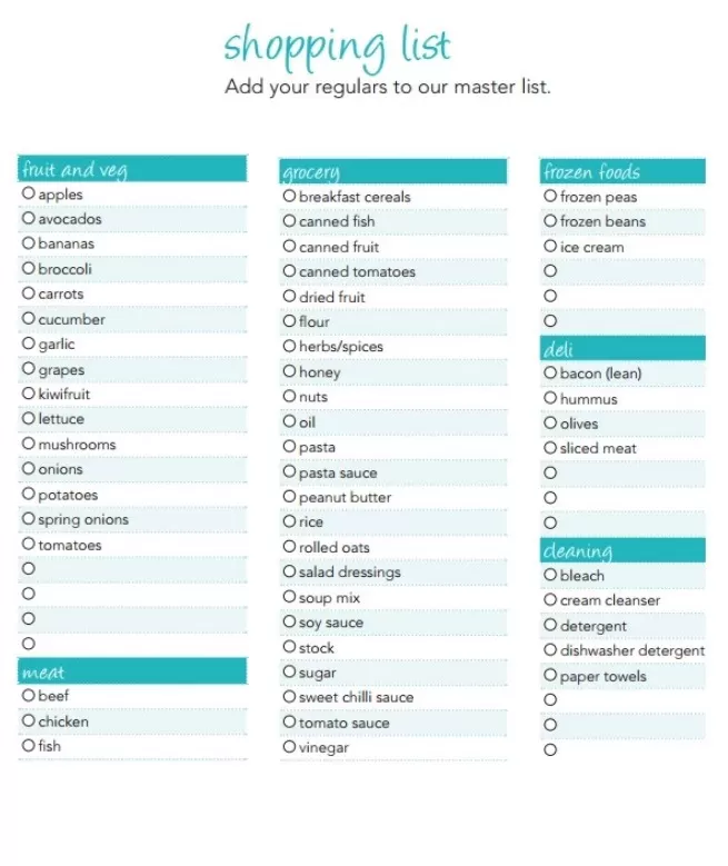 Shopping List Design Template