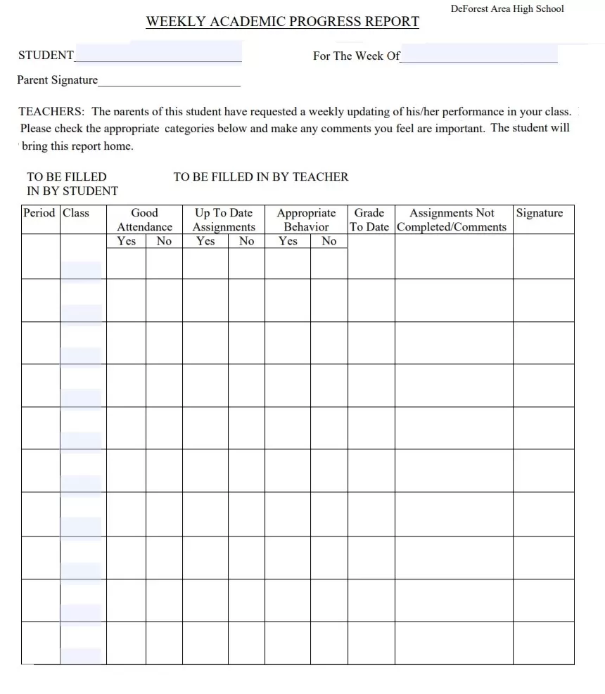 Weekly Academic Report Template