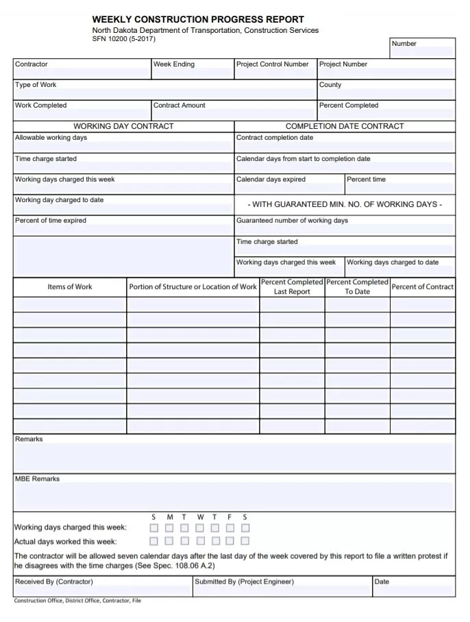 Weekly Construction Progress Report Template