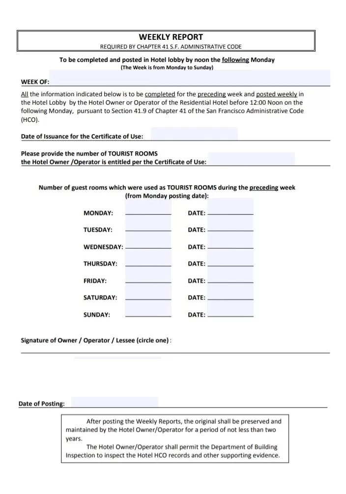 Weekly Report Format