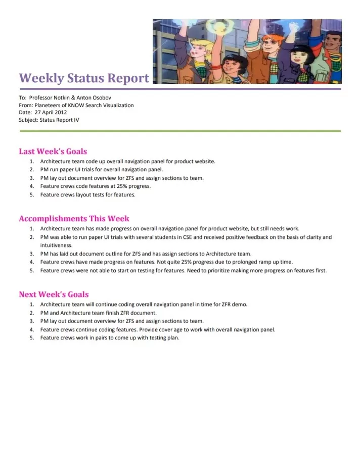 Weekly Report Template PDF