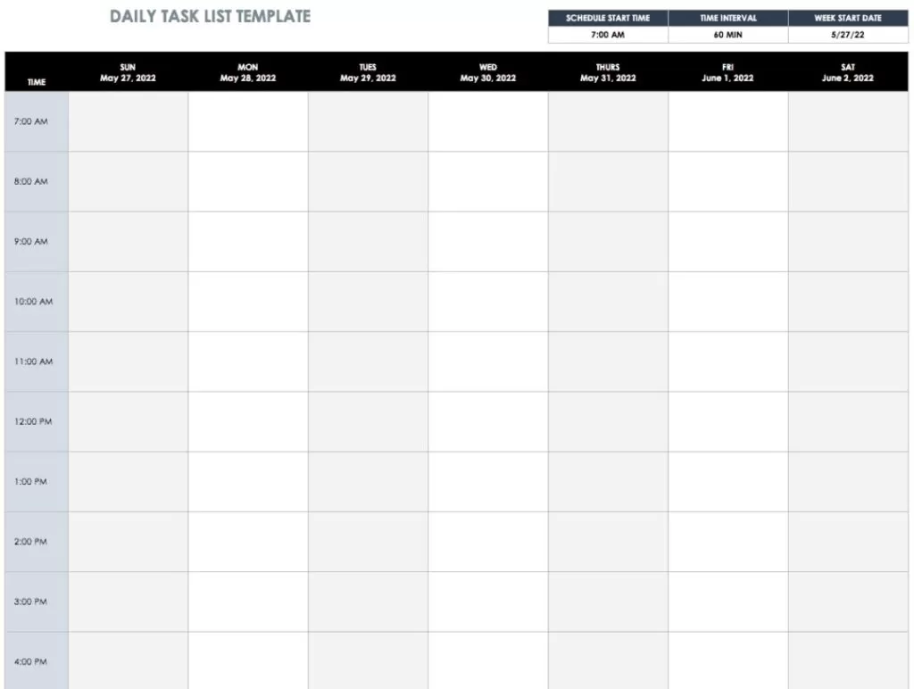 Daily Task List Template