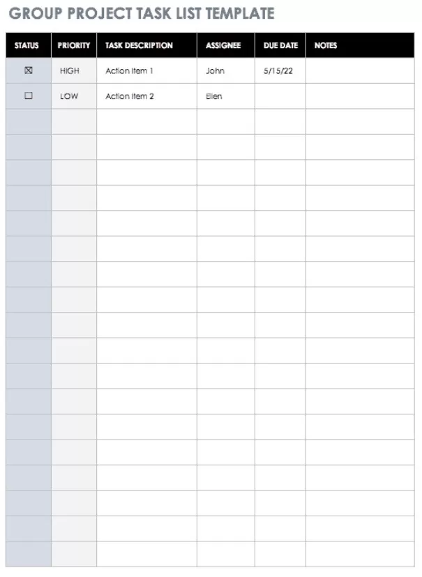 Task List Format