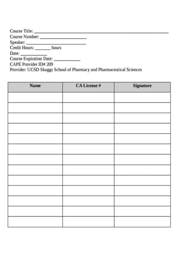 Free Attendance List Template