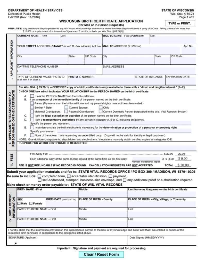 Birth Certificate Application Template