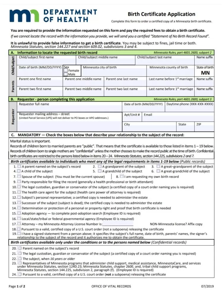 Birth Certificate Format