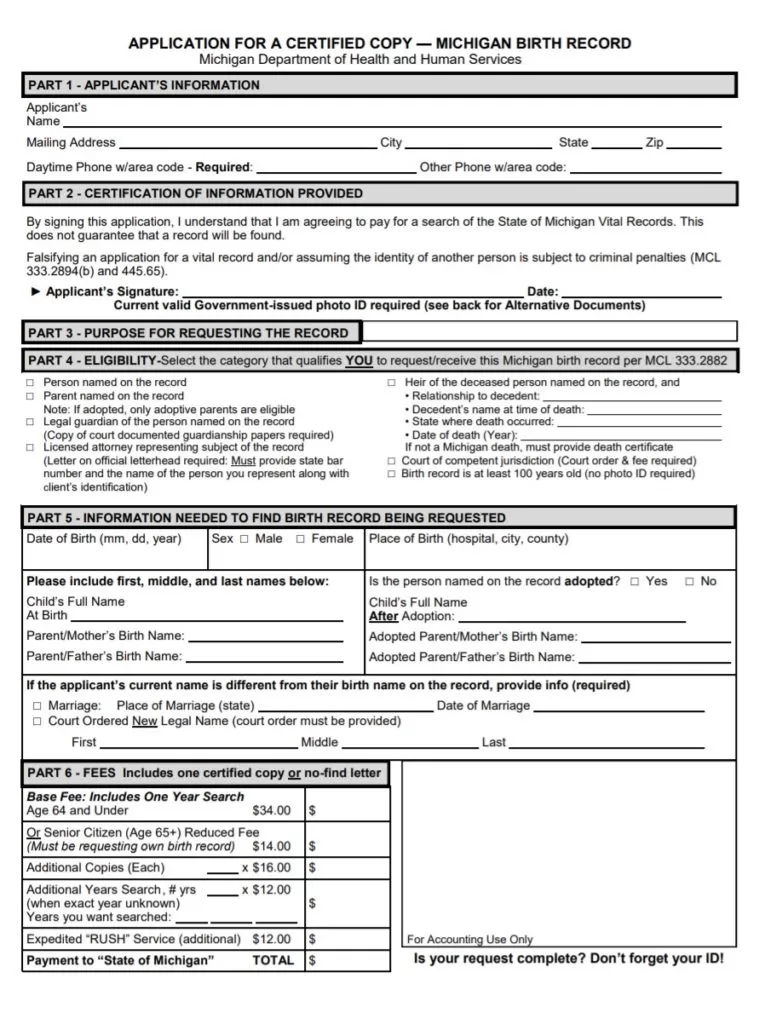 Birth Certificate Template Michigan