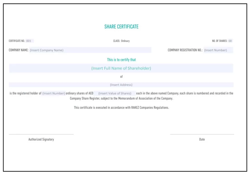 Blank Share Certificate Template