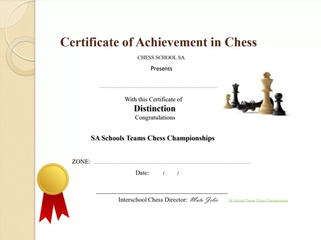 Certificate of Achievement in Chess