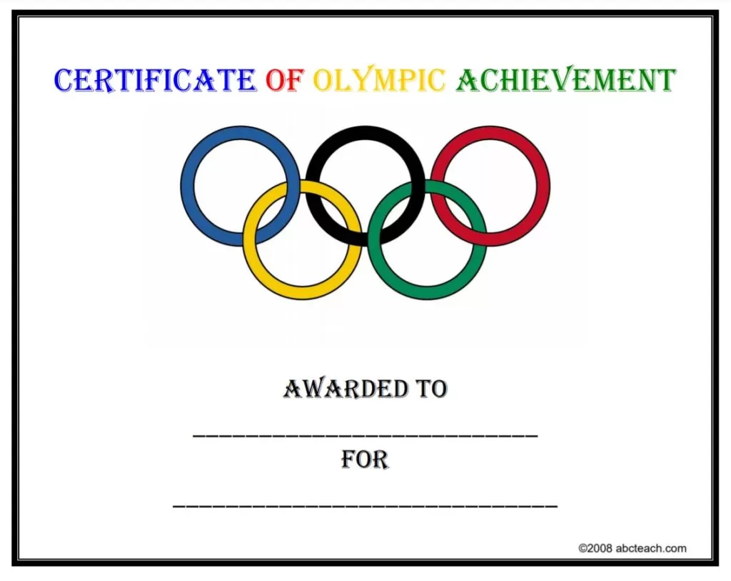 Certificate of Olympic Achievement Template