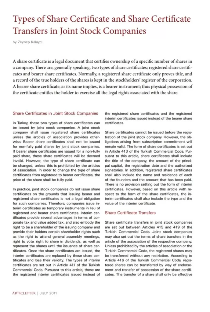 Joint Stock Share Certificate Template