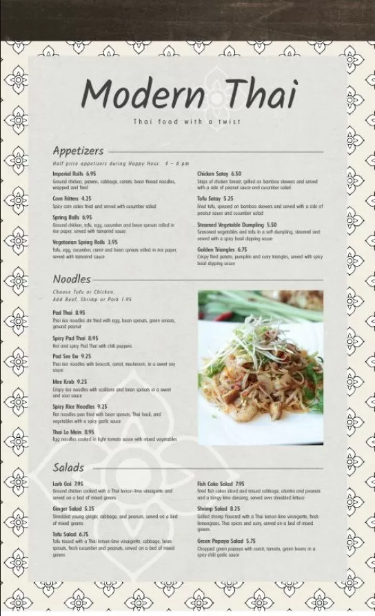 Modern Thai Menu Template