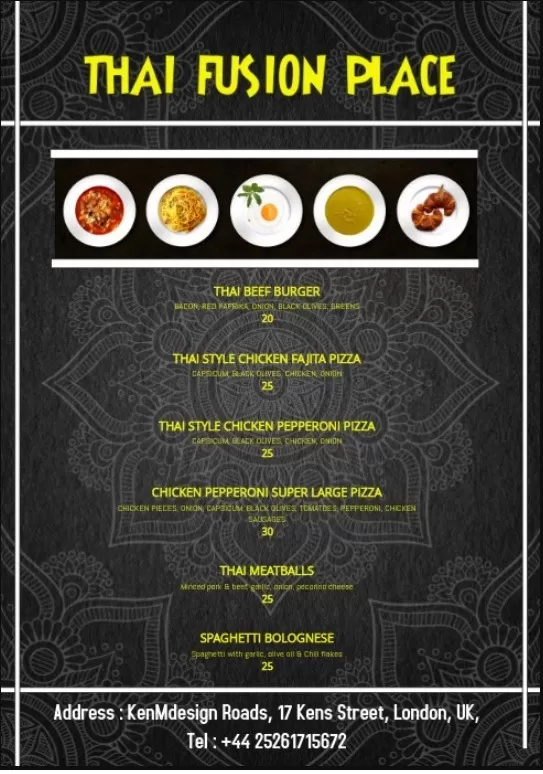 Thai Food Menu Template