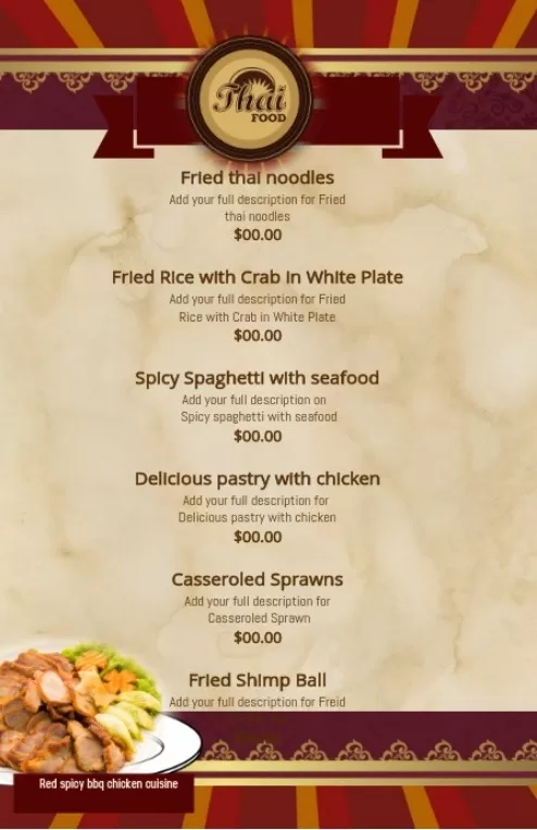 Thai Noodles Food Menu Template